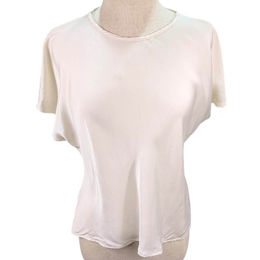 J Crew‎ Drapy T Shirt Top Womens XL Ivory Capsule Quiet Luxury Old Money Flowy